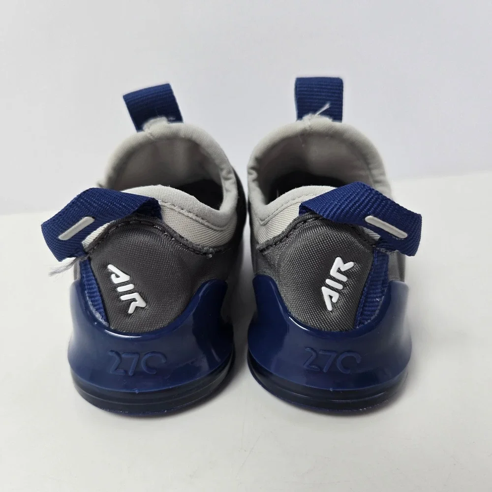 Nike Air Max 270 Extreme Kids 4C Grey Navy Blue Slip On Sneakers CI1109-013